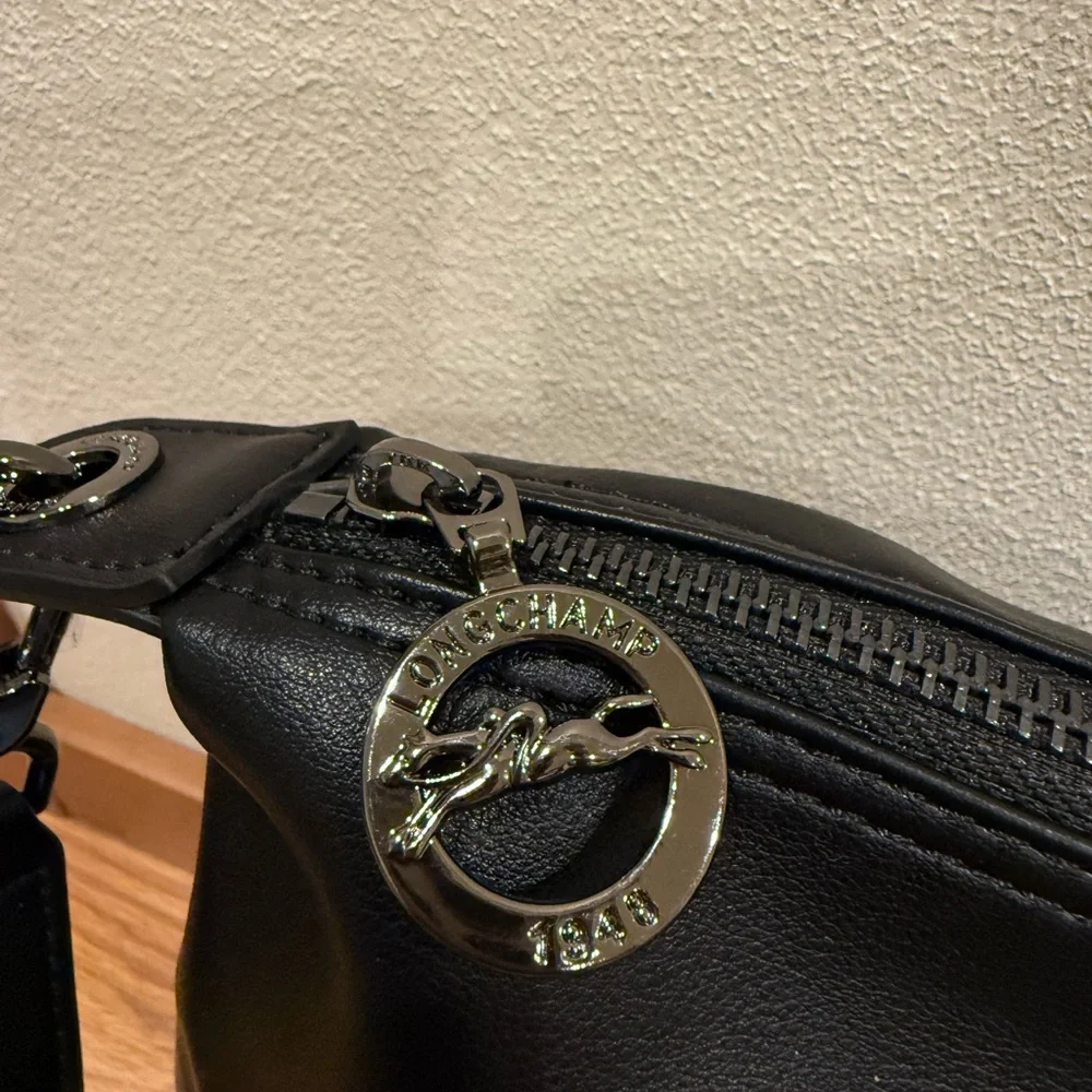 Longchamp Le Pliage Xtra Medium Leather Hobo Bag Women's Black (worn Once) - Picture 4 of 12